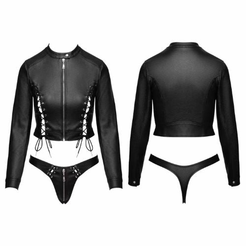 Cottelli Party Biker Laced 2pc Set Black from Nice 'n' Naughty