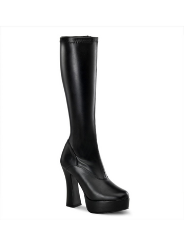ELECTRA-3000Z Black PU Leather Knee High Boots from Nice 'n' Naughty