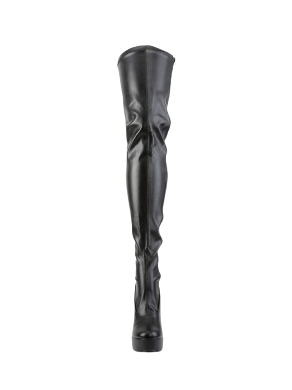 ELECTRA-3000Z Black PU Leather Thigh High Boots from Nice 'n' Naughty
