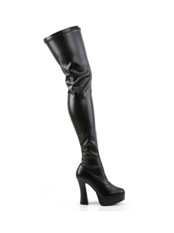 ELECTRA-3000Z Black PU Leather Thigh High Boots from Nice 'n' Naughty