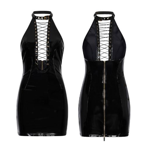 Guilty Pleasure Crave Lace Dress – Mini Dress with Laced Front & Zipped Low Back Black from Nice 'n' Naughty