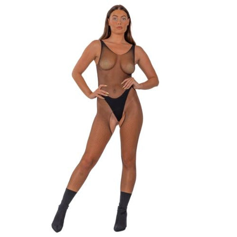 Lace by LJ Fishnet Crotchless Bodystocking Black from Nice 'n' Naughty