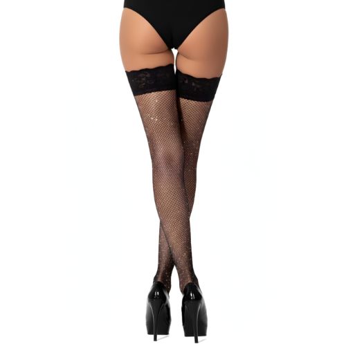 Lace by LJ Fishnet Thigh High Stockings with Rhinestones from Nice 'n' Naughty