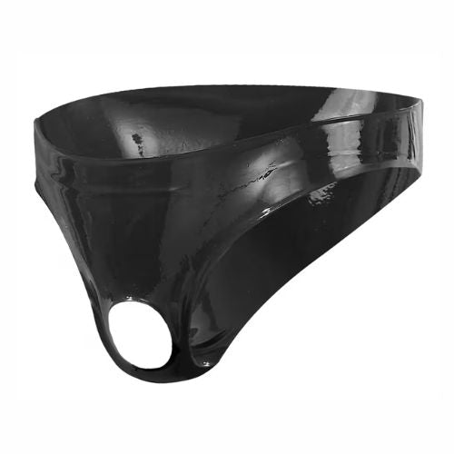 Late X Men's Latex Hole Brief Black from Nice 'n' Naughty