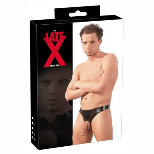 Late X Men's Latex Hole Brief Black from Nice 'n' Naughty