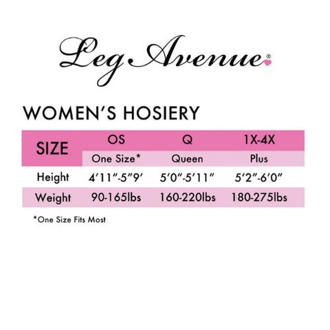 Leg Avenue Women's Hosiery Size Guide from Nice 'n' Naughty