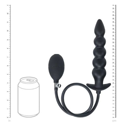 Levelz Beaded Inflatable Silicone Anal Plug Black from Nice 'n' Naughty