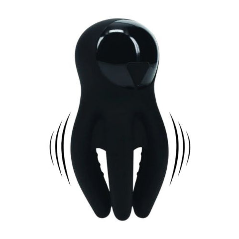 Levelz Digital Vibrating Silicone Penis Head Stimulator with Tentacles Black from Nice 'n' Naughty