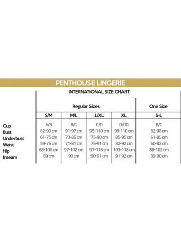 Penthouse Size Chart from Nice 'n' Naughty