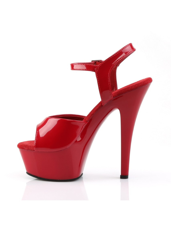 Pleaser Kiss 209 Peep Toe Sandal Patent Red from Nice 'n' Naughty