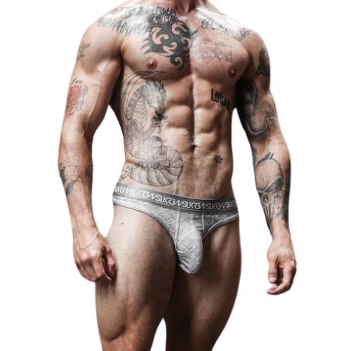 Sukrew Industrial Classic Thong Checker Grey from Nice 'n' Naughty