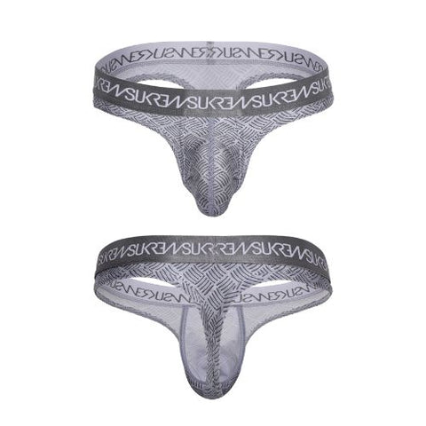 Sukrew Industrial Classic Thong Checker Grey from Nice 'n' Naughty