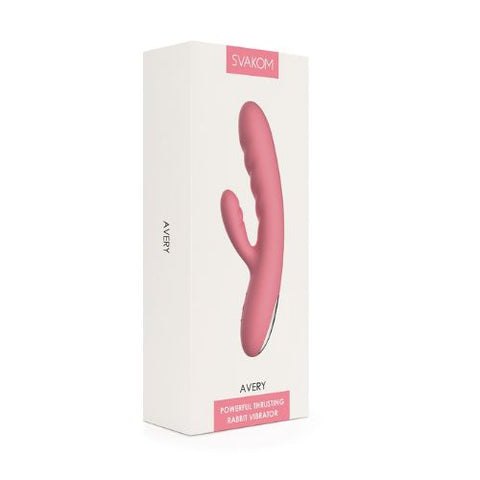 Svakom Avery Thrusting Vibrator with Clitoral Stimulator Pink from Nice  'n' Naughty