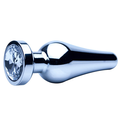 Precious Metal Silver Jewelled Anal Plug